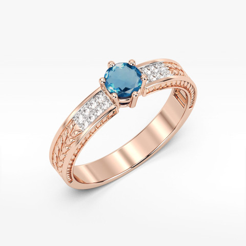 Pierścionek PV-111 Topaz London Blue 0,50ct różowe złoto