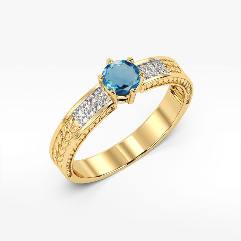 Pierścionek PV-111 Topaz London Blue 0,50ct żółte złoto
