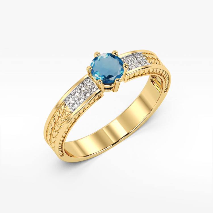 Pierścionek PV-111 Topaz London Blue 0,50ct żółte złoto