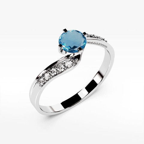 Pierścionek z białego złota z topazem London Blue - próba 585 0,55CT PV-212.B3.TOL.01
