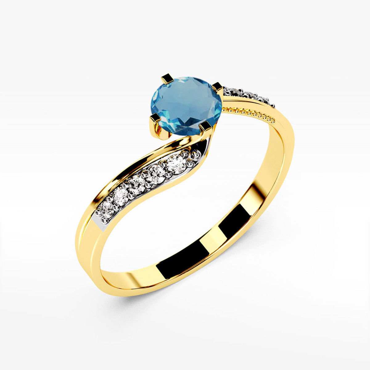 Pierścionek z żółtego złota z topazem London Blue - próba 585 0,55CT PV-212.Z3.TOL.01