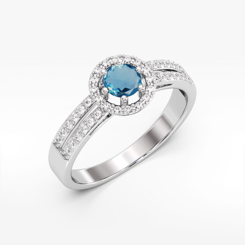 Pierścionek PV-159 Topaz London Blue 0,50ct białe złoto
