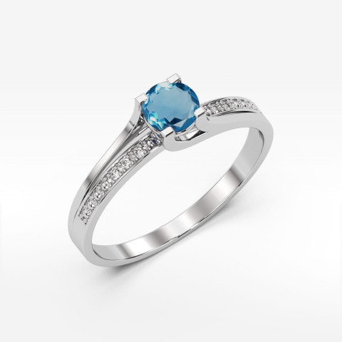 Pierścionek z białego złota z topazem London Blue - próba 585 0,53CT PV-084.B3.TOL.01