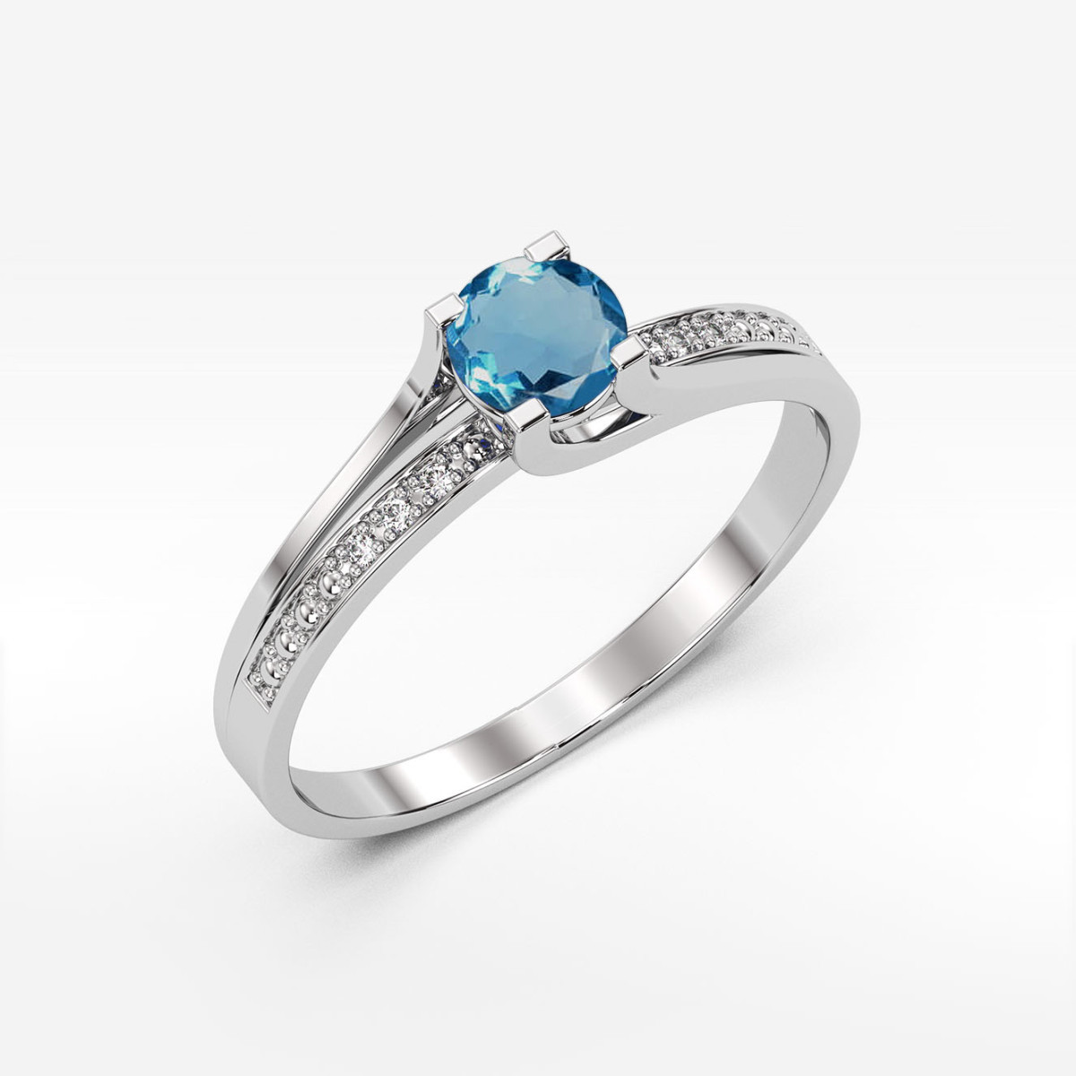 Pierścionek z białego złota z topazem London Blue - próba 585 0,53CT PV-084.B3.TOL.01