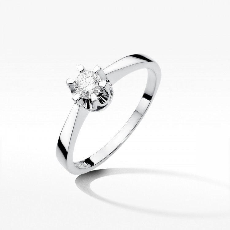 Pierścionek z białego złota z diamentem - próba 585 0,25CT W-408B
