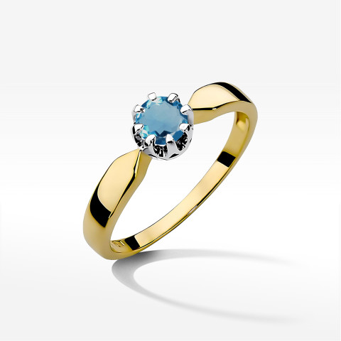 Pierścionek z żółtego złota z topazem London Blue - próba 585 0,50CT w0228.Z3.TOL.07