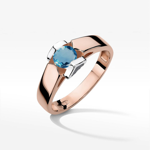 Pierścionek z różowego złota z topazem London Blue - próba 585 0,50CT w0320.R3.TOL.09
