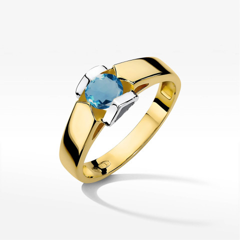 Pierścionek z żółtego złota z topazem London Blue - próba 585 0,50CT w0320.Z3.TOL.09