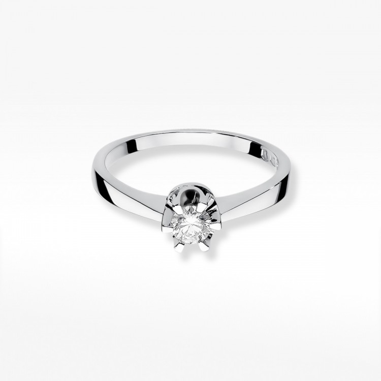 Pierścionek z białego złota z diamentem - próba 585 0,25CT W-408B