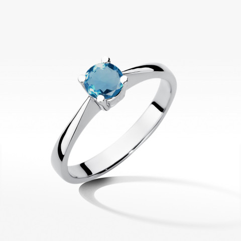 Pierścionek z białego złota z topazem London Blue - próba 585 0,50CT w0404.B3.TOL.01
