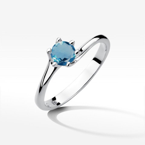 Pierścionek z białego złota z topazem London Blue - próba 585 0,50CT w0423.B3.TOL.01