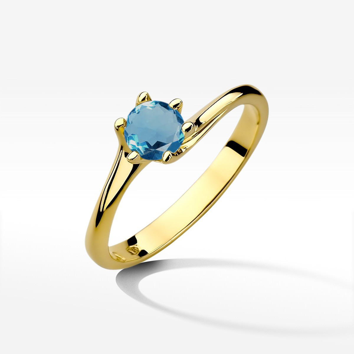 Pierścionek z żółtego złota z topazem London Blue - próba 585 0,50CT w0423.Z3.TOL.01