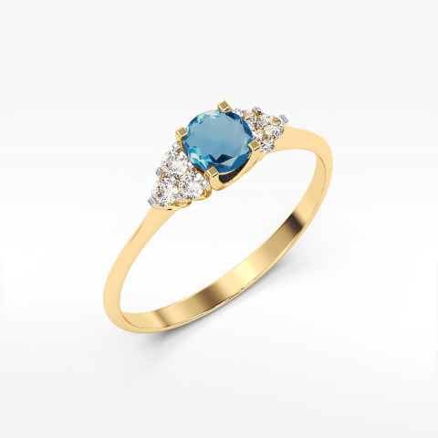 Pierścionek PV-181 Topaz London Blue 0,50ct żółte złoto