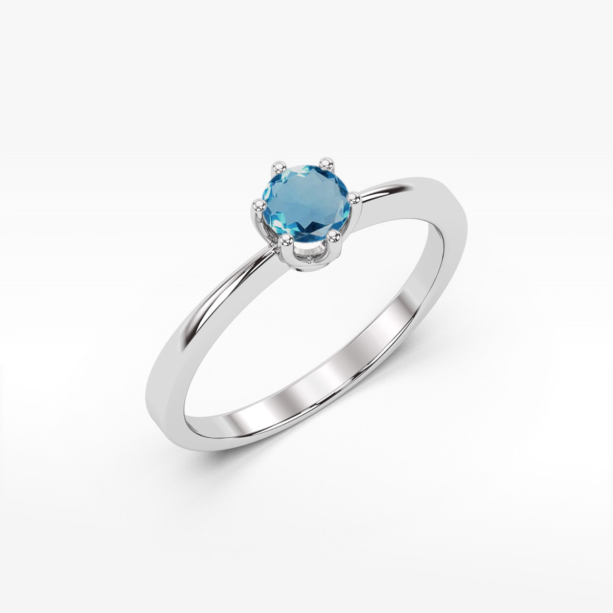 Pierścionek z białego złota z topazem London Blue - próba 585 0,50CT w0482.B3.TOL.02