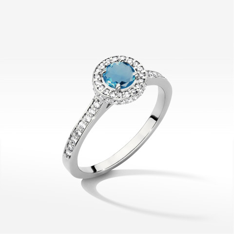 Pierścionek z białego złota z topazem London Blue - próba 585 0,883CT w0508.B3.TOL.02