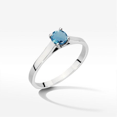 Pierścionek z białego złota z topazem London Blue - próba 585 0,50CT w0526.B3.TOL.02