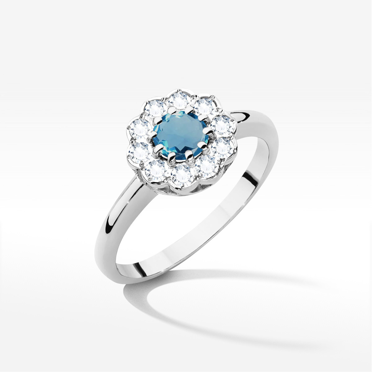 Pierścionek z białego złota z topazem London Blue - próba 585 0,80CT W0529.B3.TOL.01