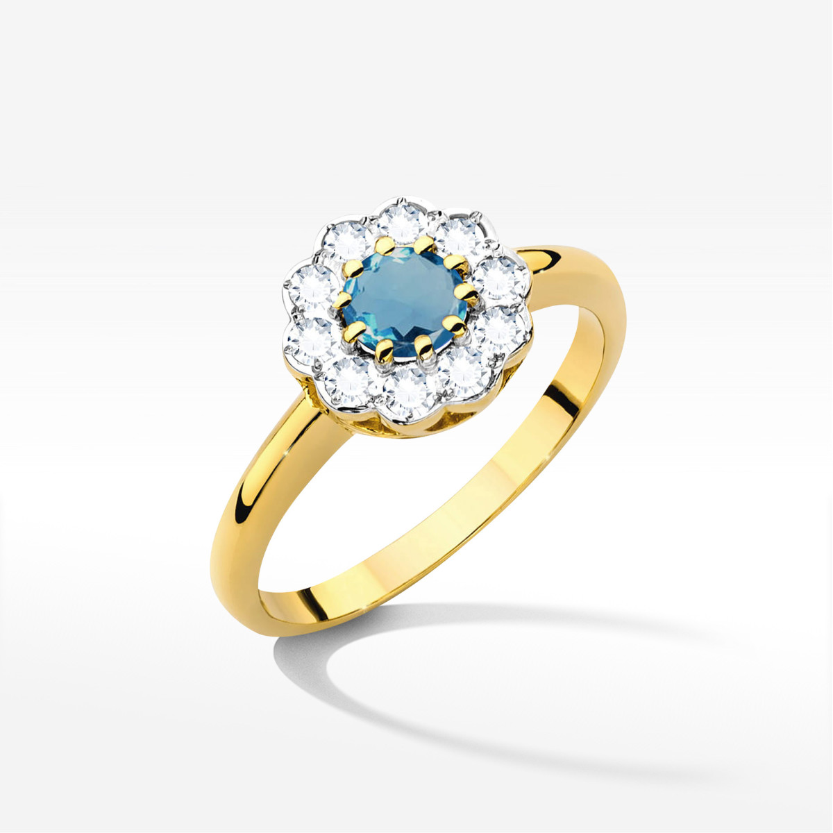 Pierścionek z żółtego złota z topazem London Blue - próba 585 0,80CT W0529.Z3.TOL.01