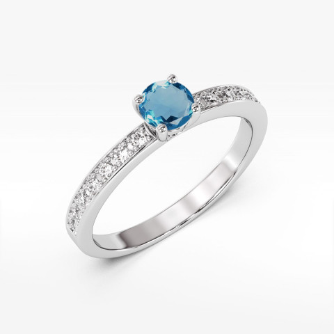 Pierścionek z białego złota z topazem London Blue - próba 585 0,703CT w0534.B3.TOL.03