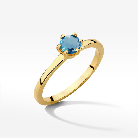 Pierścionek z żółtego złota z topazem London Blue - próba 585 0,50CT w0535.Z3.TOL.03