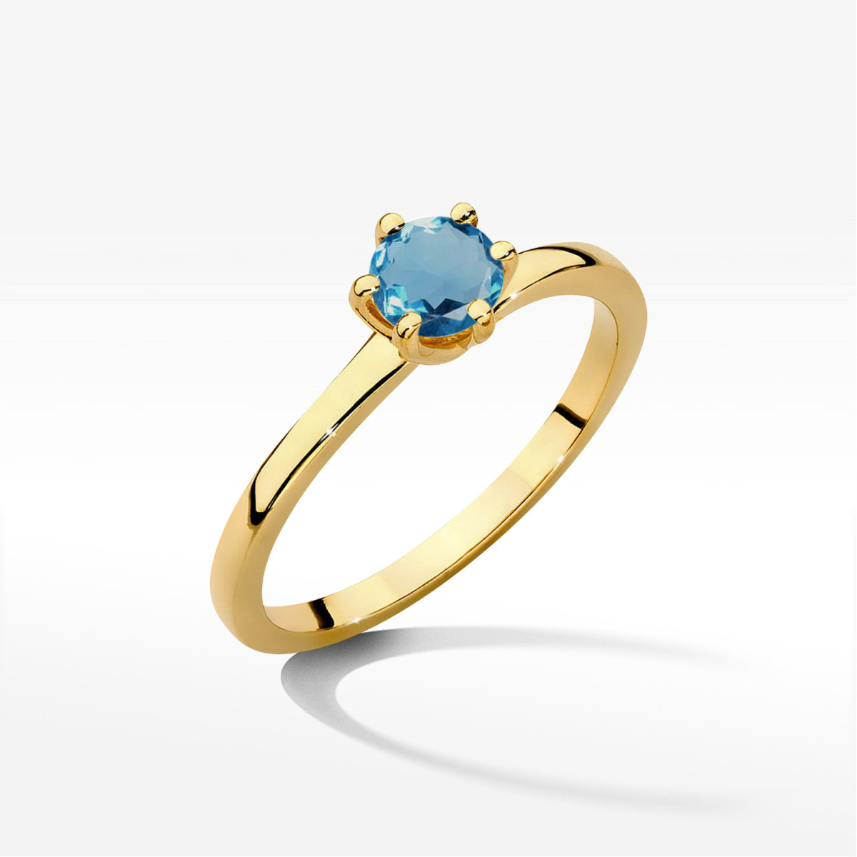 Pierścionek z żółtego złota z topazem London Blue - próba 585 0,50CT w0535.Z3.TOL.03