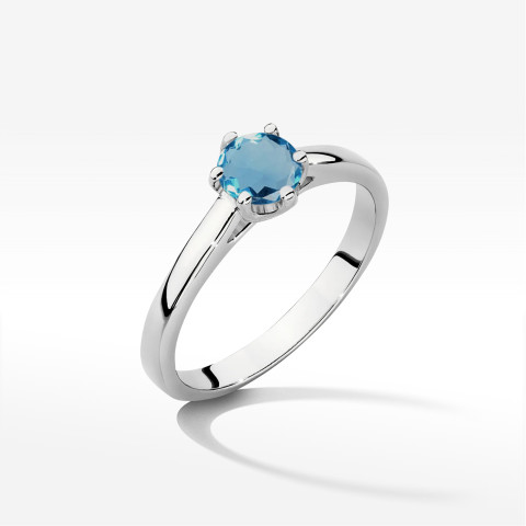 Pierścionek z białego złota z topazem London Blue - próba 585 0,50CT w0540.B3.TOL.03