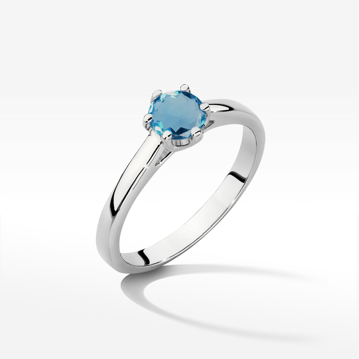 Pierścionek z białego złota z topazem London Blue - próba 585 0,50CT w0540.B3.TOL.03