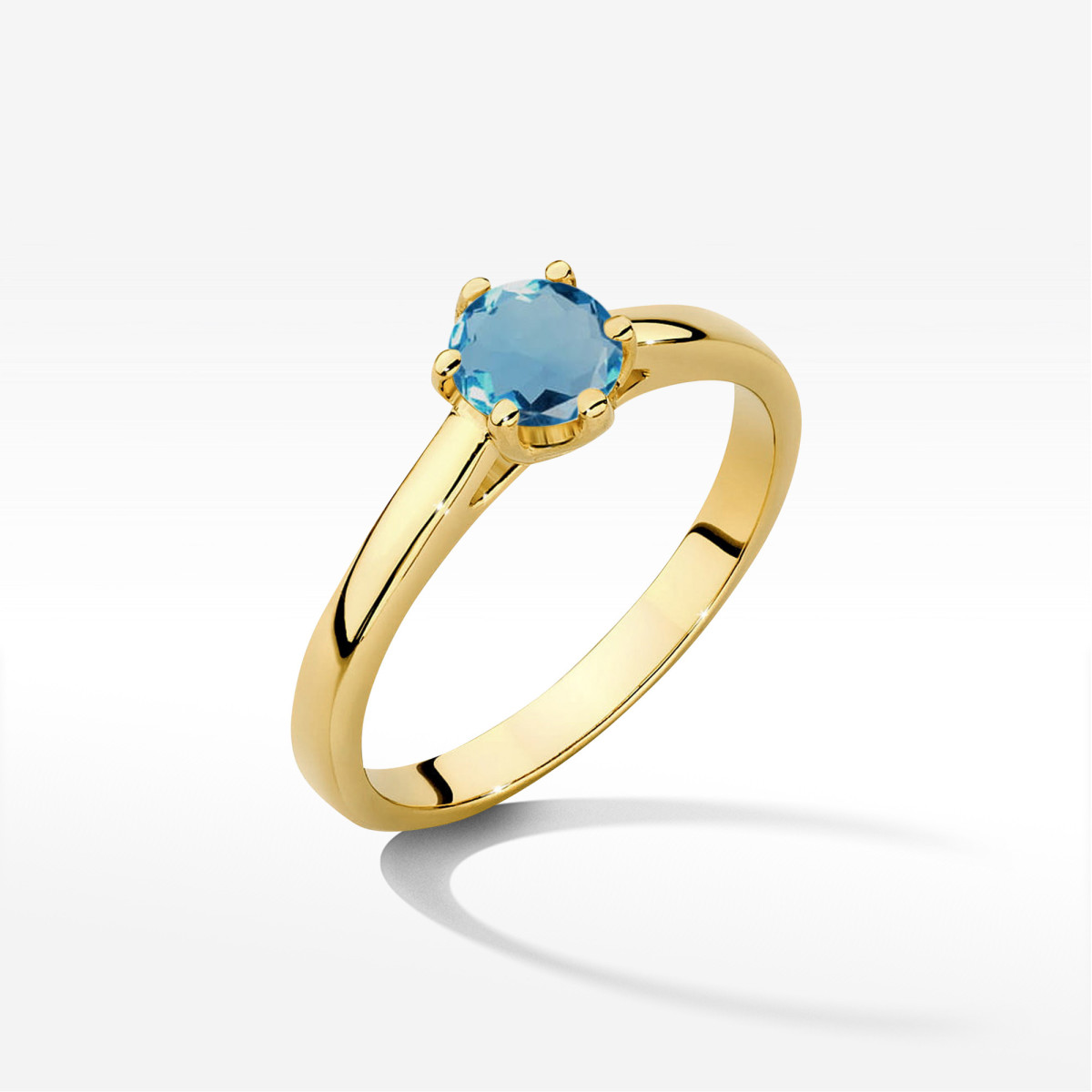Pierścionek z żółtego złota z topazem London Blue - próba 585 0,50CT w0540.Z3.TOL.03