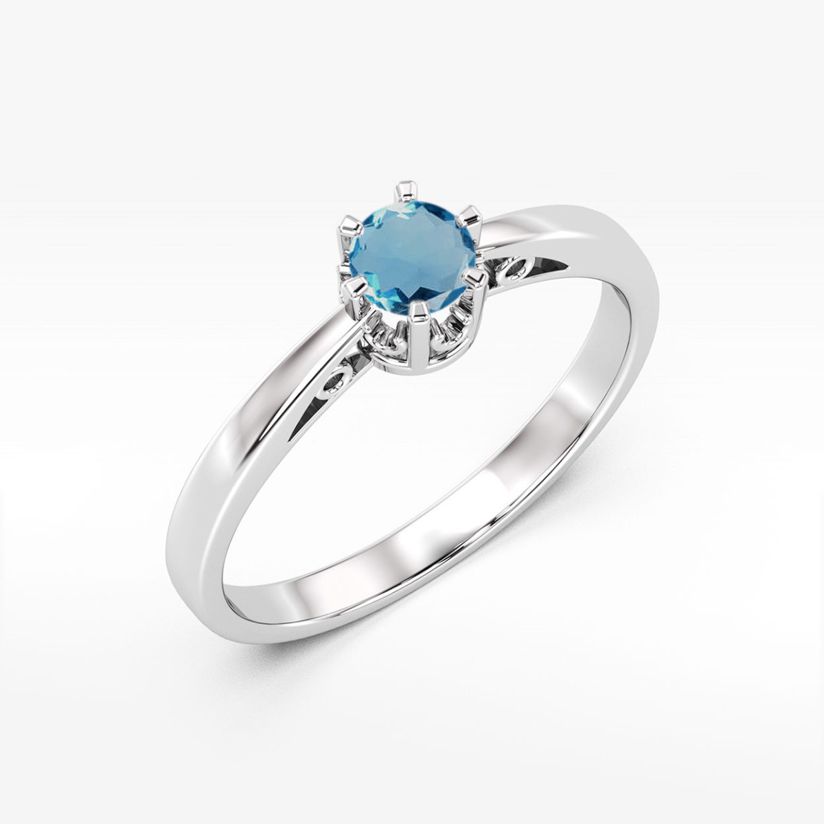Pierścionek z białego złota z topazem London Blue - próba 585 0,50CT w0542.B3.TOL.02