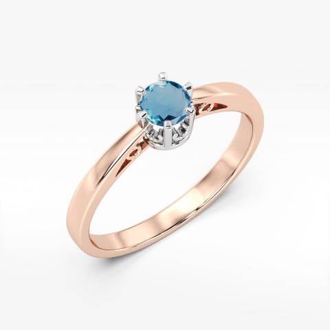 Pierścionek z różowego złota z topazem London Blue - próba 585 0,50CT w0542.R3.TOL.02