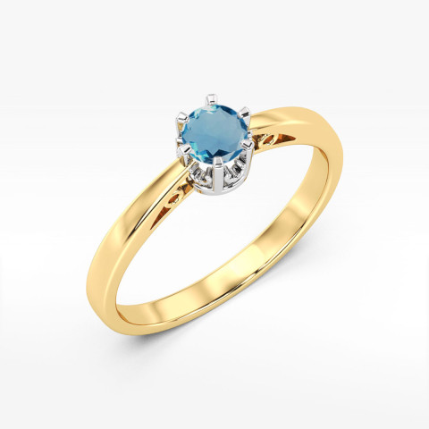 Pierścionek z żółtego złota z topazem London Blue - próba 585 0,50CT w0542.Z3.TOL.02
