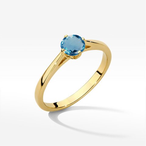 Pierścionek z żółtego złota z topazem London Blue - próba 585 0,50CT w0543.Z3.TOL.02