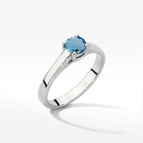 Pierścionek z białego złota z topazem London Blue - próba 585 0,50CT w0544.B3.TOL.02