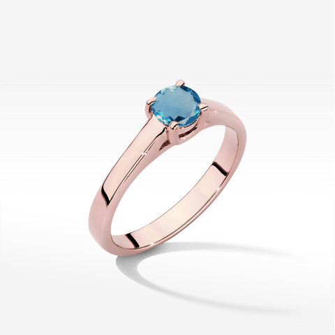 Pierścionek z różowego złota z topazem London Blue - próba 585 0,50CT w0544.R3.TOL.02