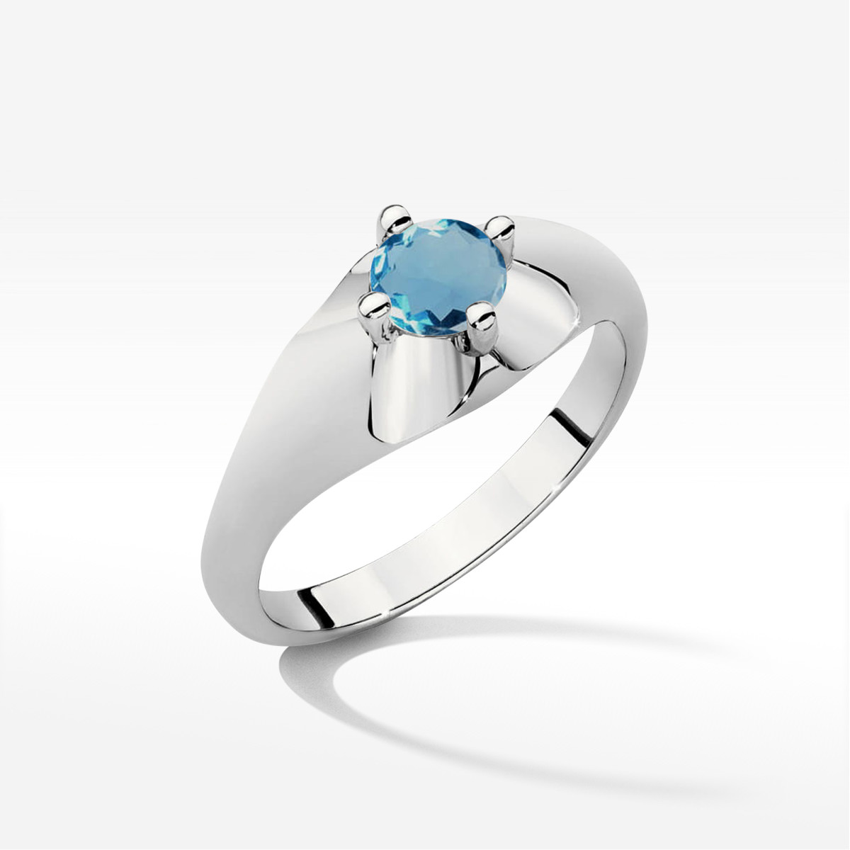 Pierścionek z białego złota z topazem London Blue - próba 585 0,50CT w0545.B3.TOL.02