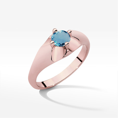 Pierścionek z różowego złota z topazem London Blue - próba 585 0,50CT w0545.R3.TOL.02
