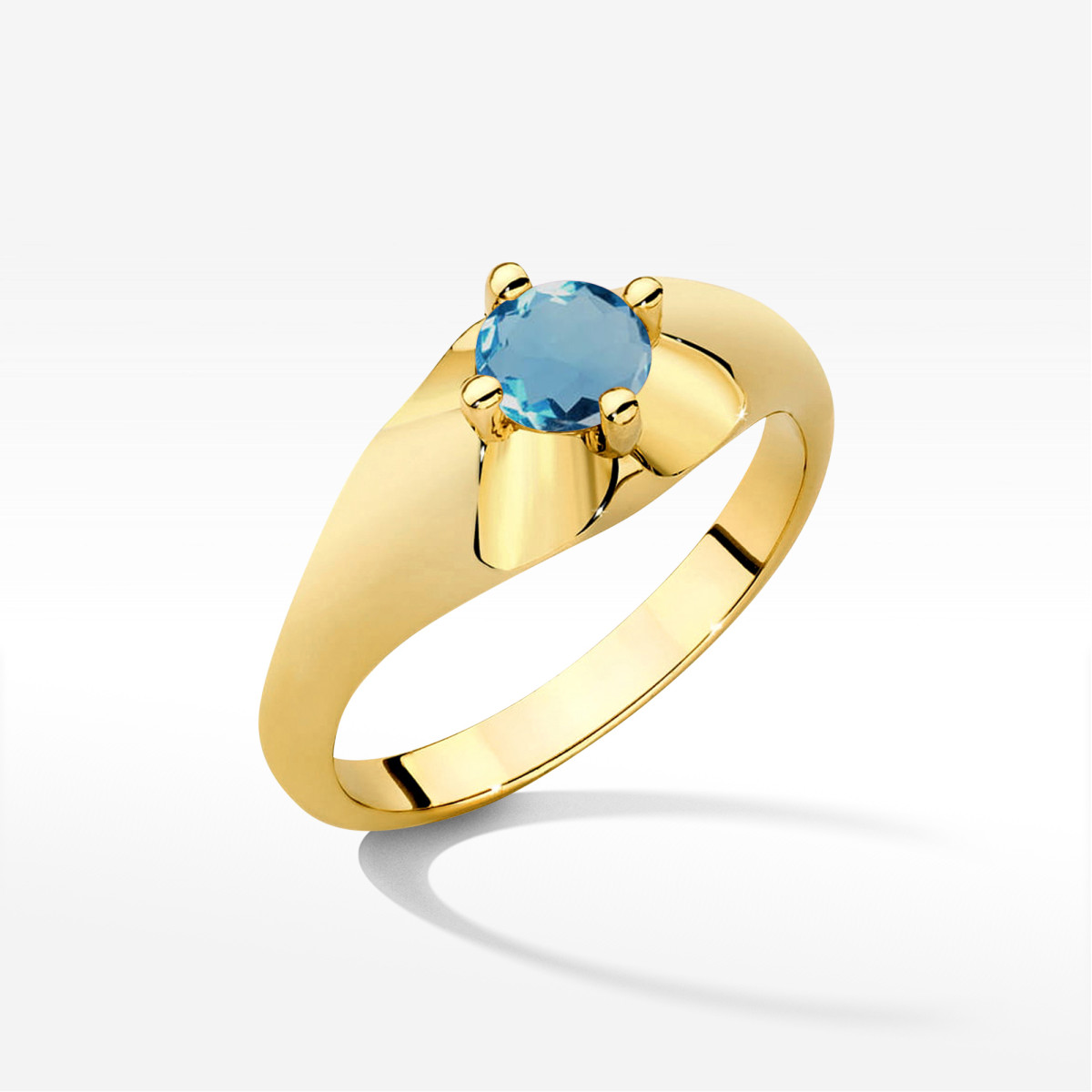 Pierścionek z żółtego złota z topazem London Blue - próba 585 0,50CT w0545.Z3.TOL.02