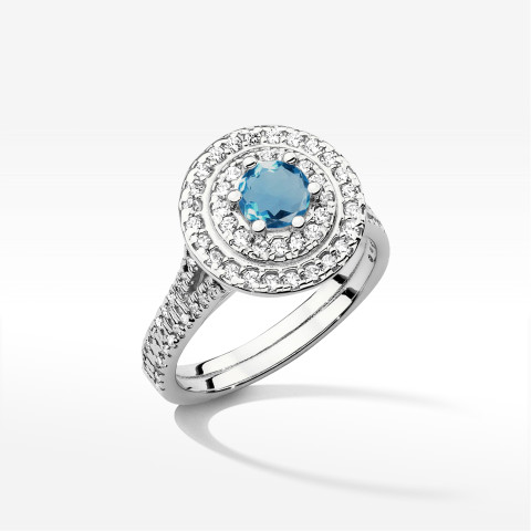 Pierścionek z białego złota z topazem London Blue - próba 585 1,113CT w0549.B3.TOL.02