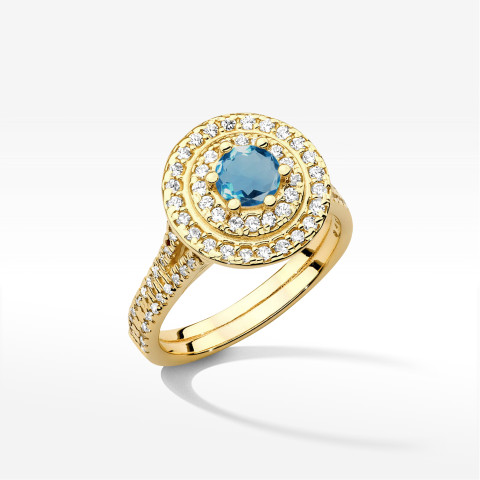 Pierścionek z żółtego złota z topazem London Blue - próba 585 1,113CT w0549.Z3.TOL.02