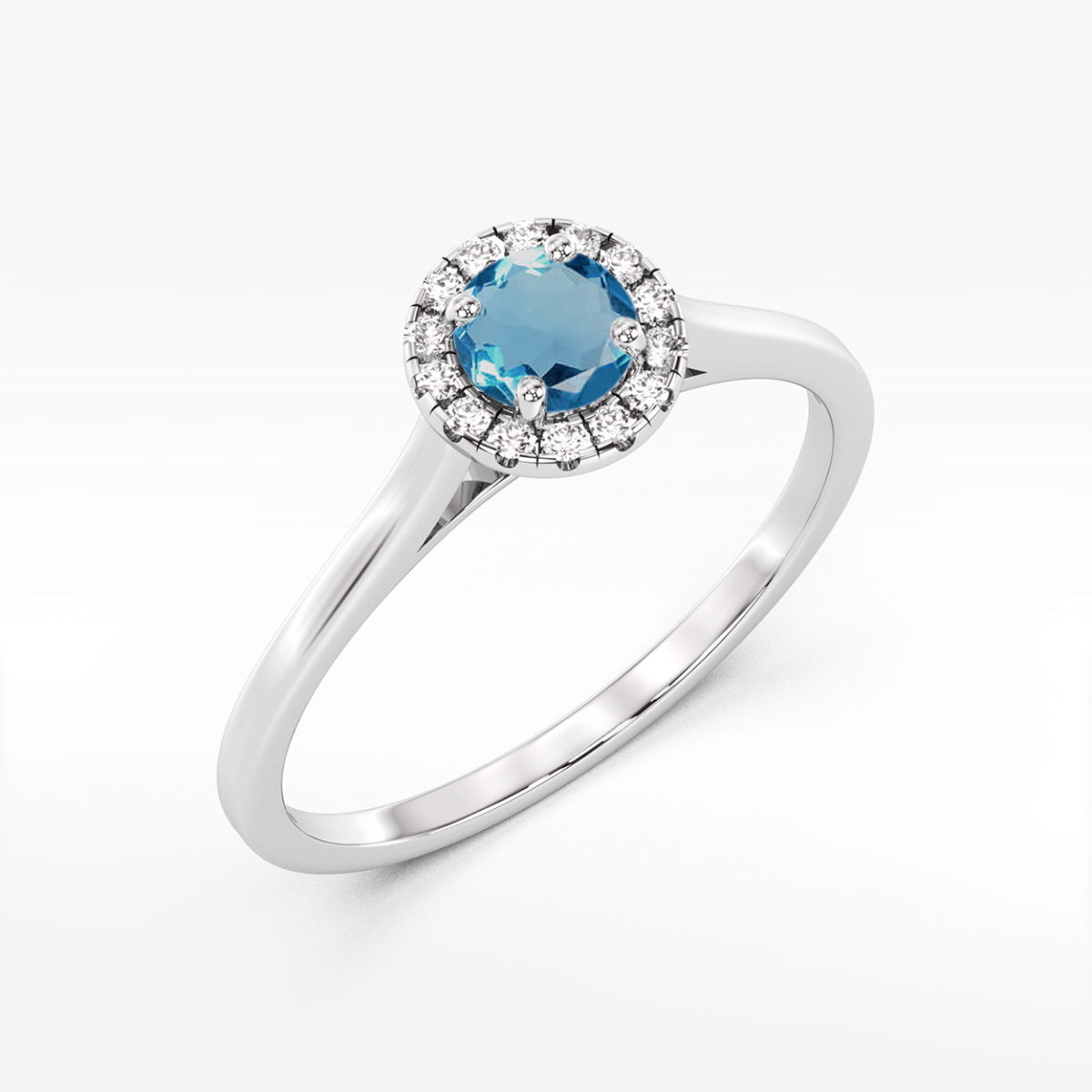 Pierścionek z białego złota z topazem London Blue - próba 585 0,62CT w0550.B3.TOL.02