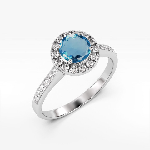 Pierścionek z białego złota z topazem London Blue - próba 585 0,741CT w0551.B3.TOL.02