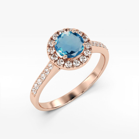 Pierścionek z różowego złota z topazem London Blue - próba 585 0,741CT w0551.R3.TOL.02