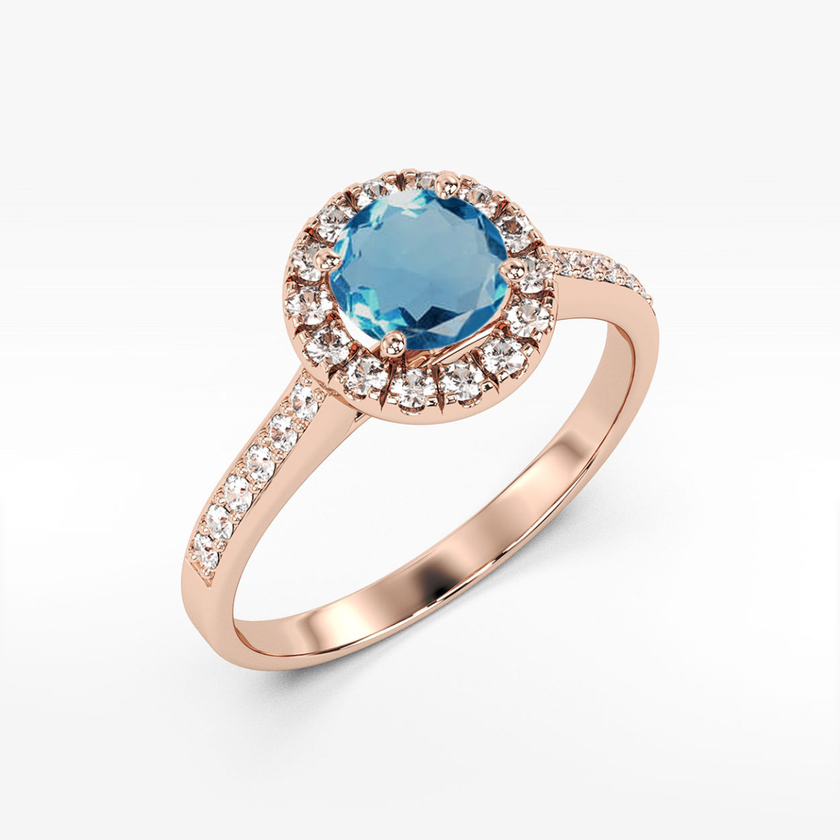 Pierścionek z różowego złota z topazem London Blue - próba 585 0,741CT w0551.R3.TOL.02
