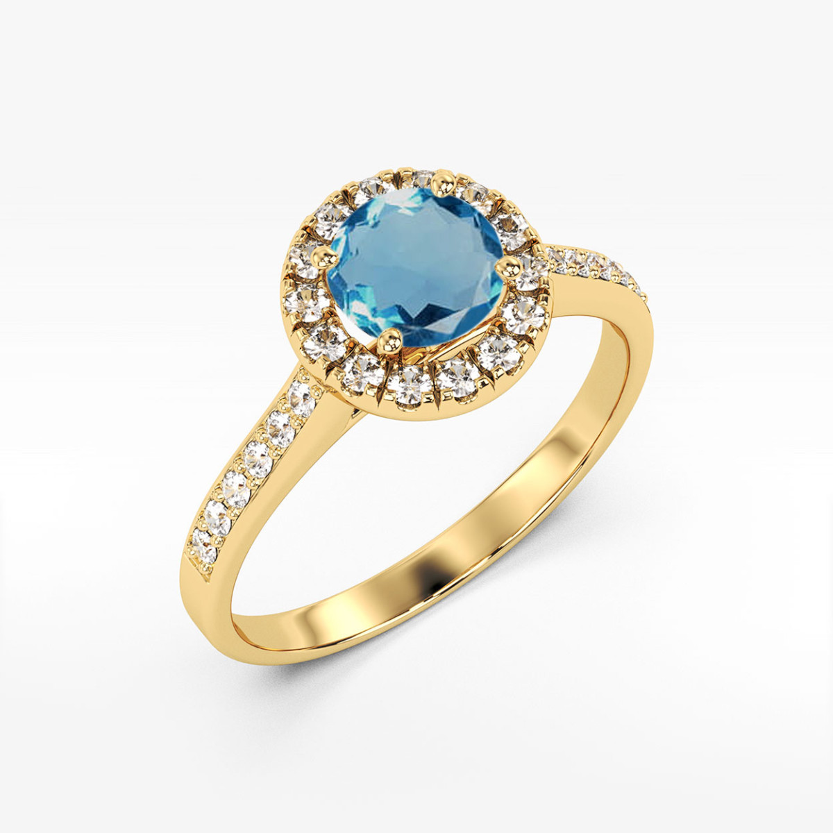 Pierścionek z żółtego złota z topazem London Blue - próba 585 0,741CT w0551.Z3.TOL.02