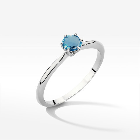 Pierścionek z białego złota z topazem London Blue - próba 585 0,50CT W0553.B3.TOL.02