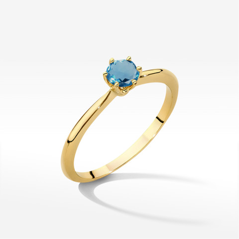 Pierścionek z żółtego złota z topazem London Blue - próba 585 0,50CT W0553.Z3.TOL.02