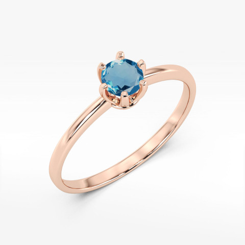 Pierścionek z różowego złota z topazem London Blue - próba 585 0,50CT W0563.R3.TOL.01