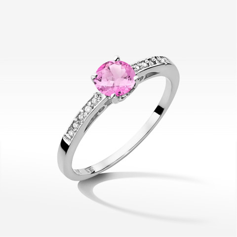 Pierścionek z białego złota z topazem różowym - próba 585 0,65CT pv-057.B3.TOP.01