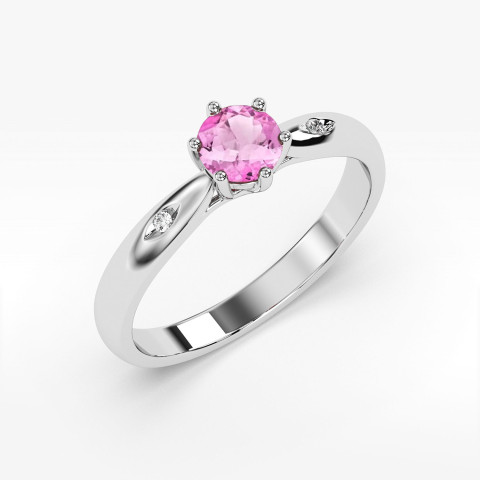 Pierścionek PV-074 Różowy Topaz 0,60ct białe złoto