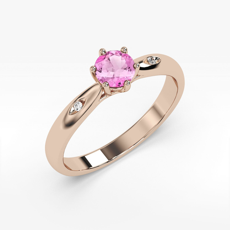 Pierścionek PV-074 Różowy Topaz 0,60ct różowe złoto